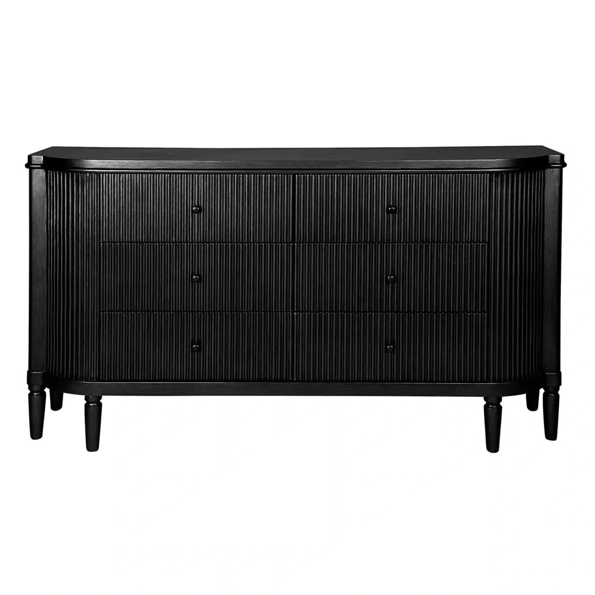 Dianna Marble Art Deco 6-Drawer Dresser in Black - Chocolate Wood