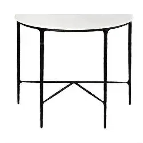 Soren Marble Demilune Table with black frame