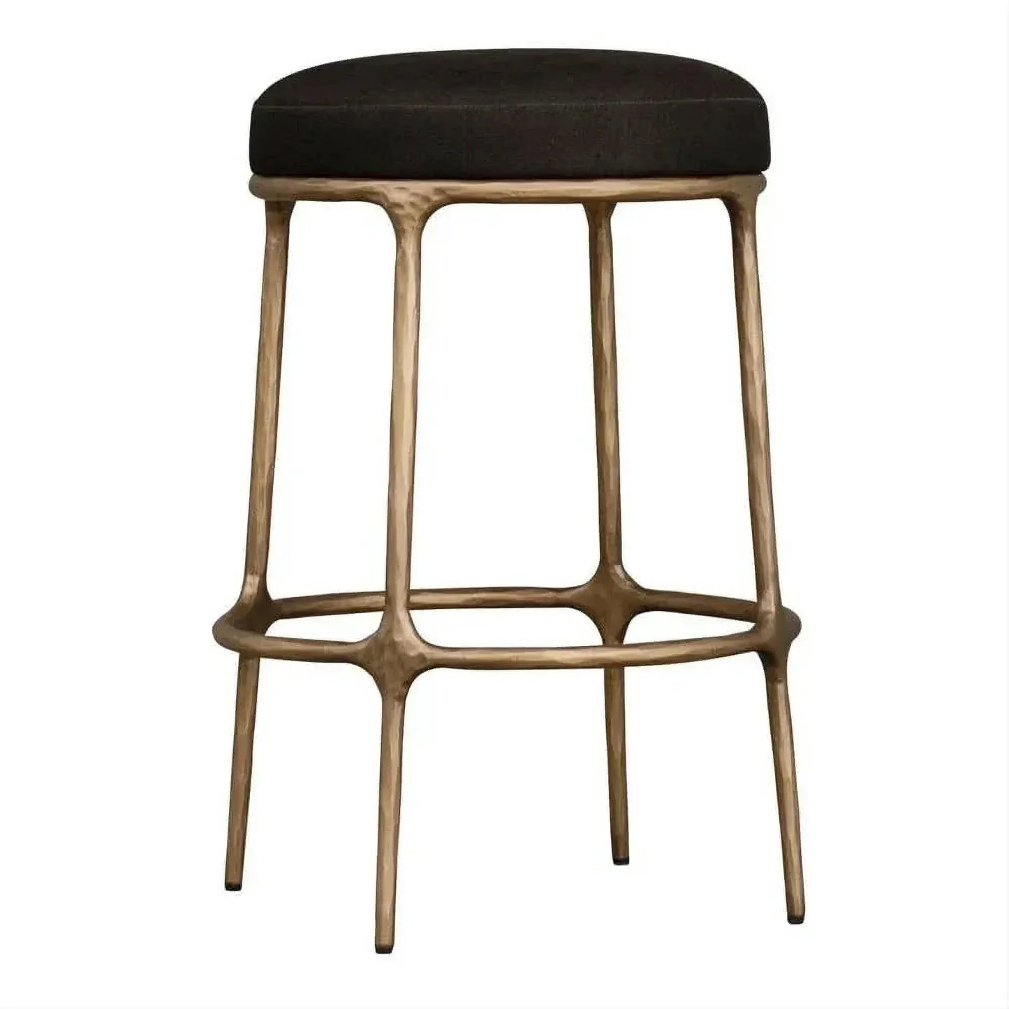 Soren Kitchen Stool with brass frame and black linen top