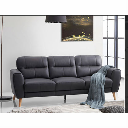 VIGGO 3-SEATER LEATHER SOFA BLACK