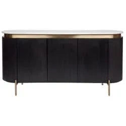 DENEUVE 3-DOOR BUFFET/SIDEBOARD BLACK WITH CARRARA MARBLE TOP - MyChocolateWood