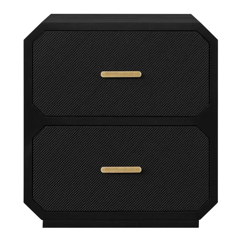 DELGARDO HAMPTON STYLE 2-DRAWER BEDSIDE TABLE BLACK - MyChocolateWood