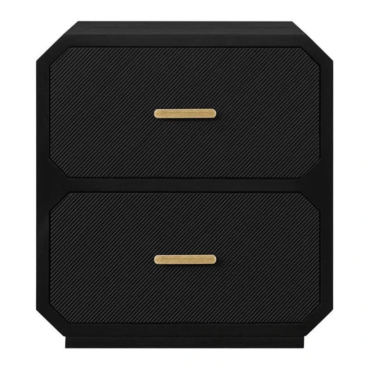 DELGARDO HAMPTON STYLE 2-DRAWER BEDSIDE TABLE BLACK - MyChocolateWood