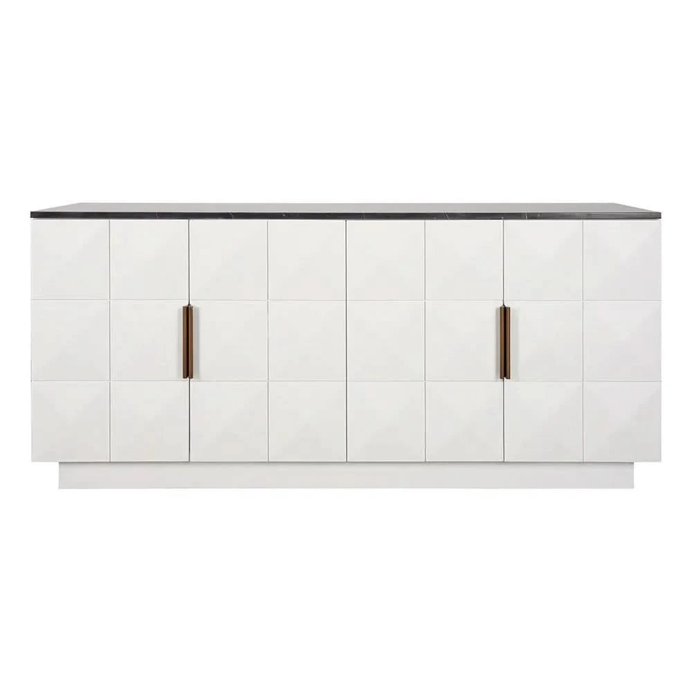 HAMPSHIRE BLACK MARBLE/ WHITE OAK 4-DOOR BUFFET/SIDEBOARD - MyChocolateWood