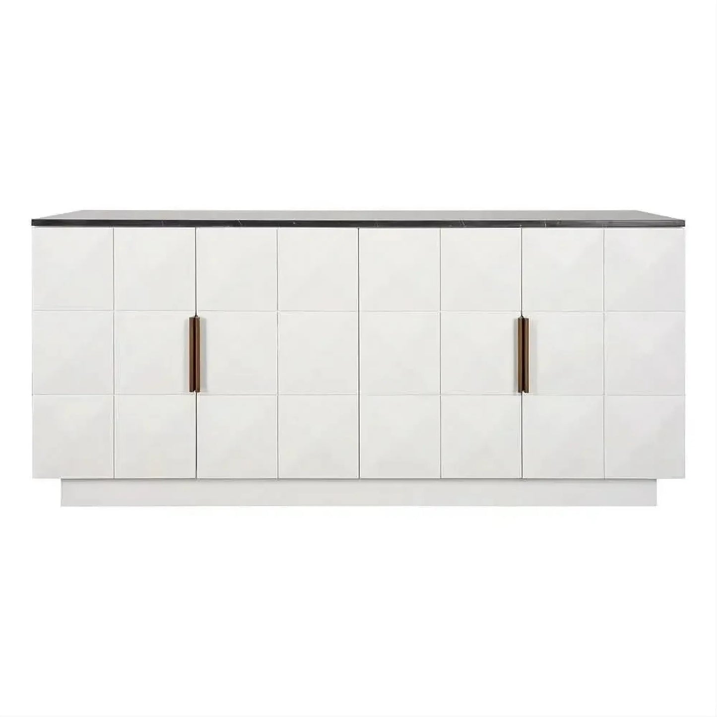 Hampshire 4-Door Buffet in White Oak with Black Marble Top - Chocolate Wood