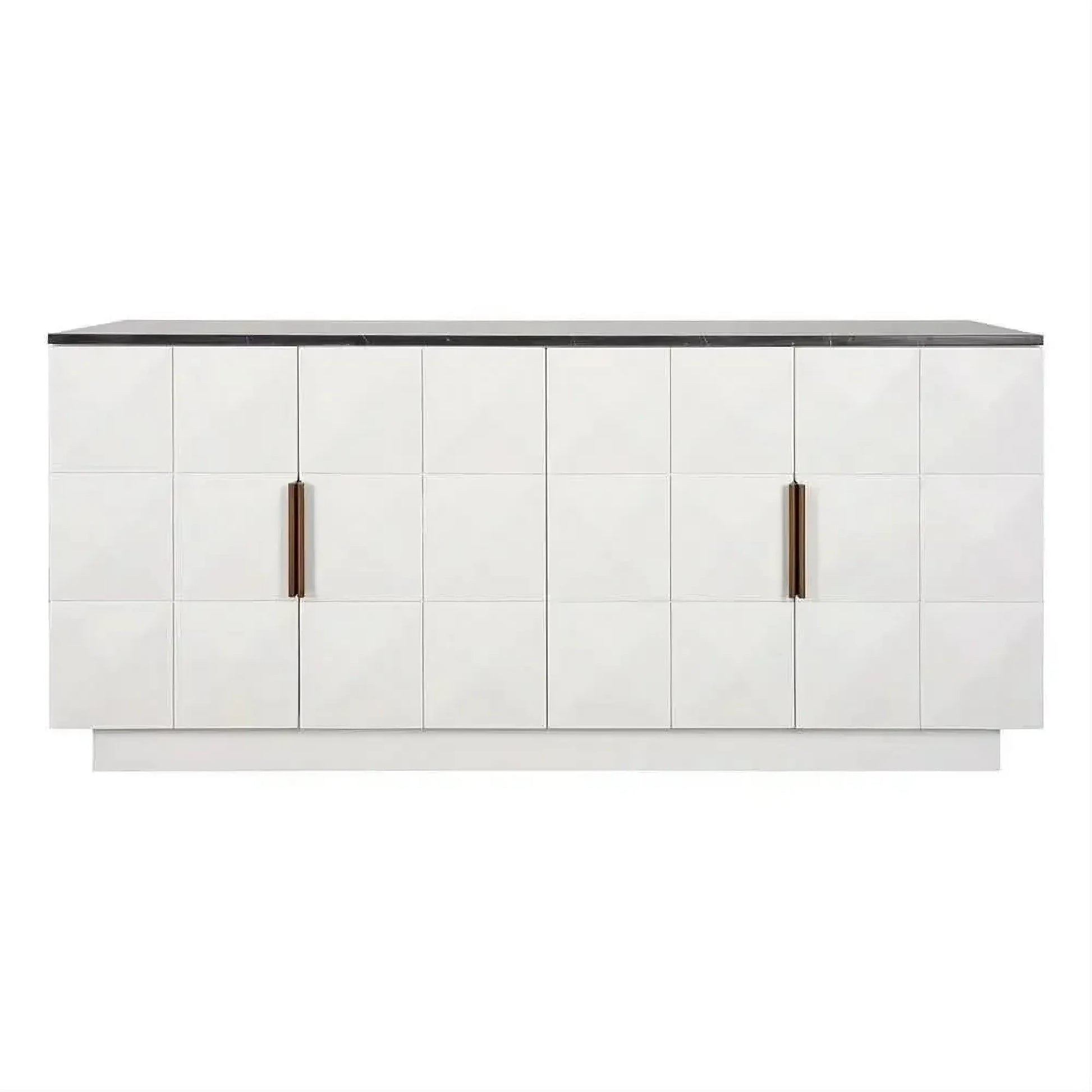 Hampshire 4-Door Buffet in White Oak with Black Marble Top - Chocolate Wood