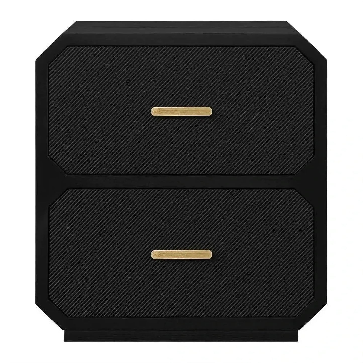 Delgardo Hampton Style 2-Drawer Bedside Table in Black - Chocolate Wood