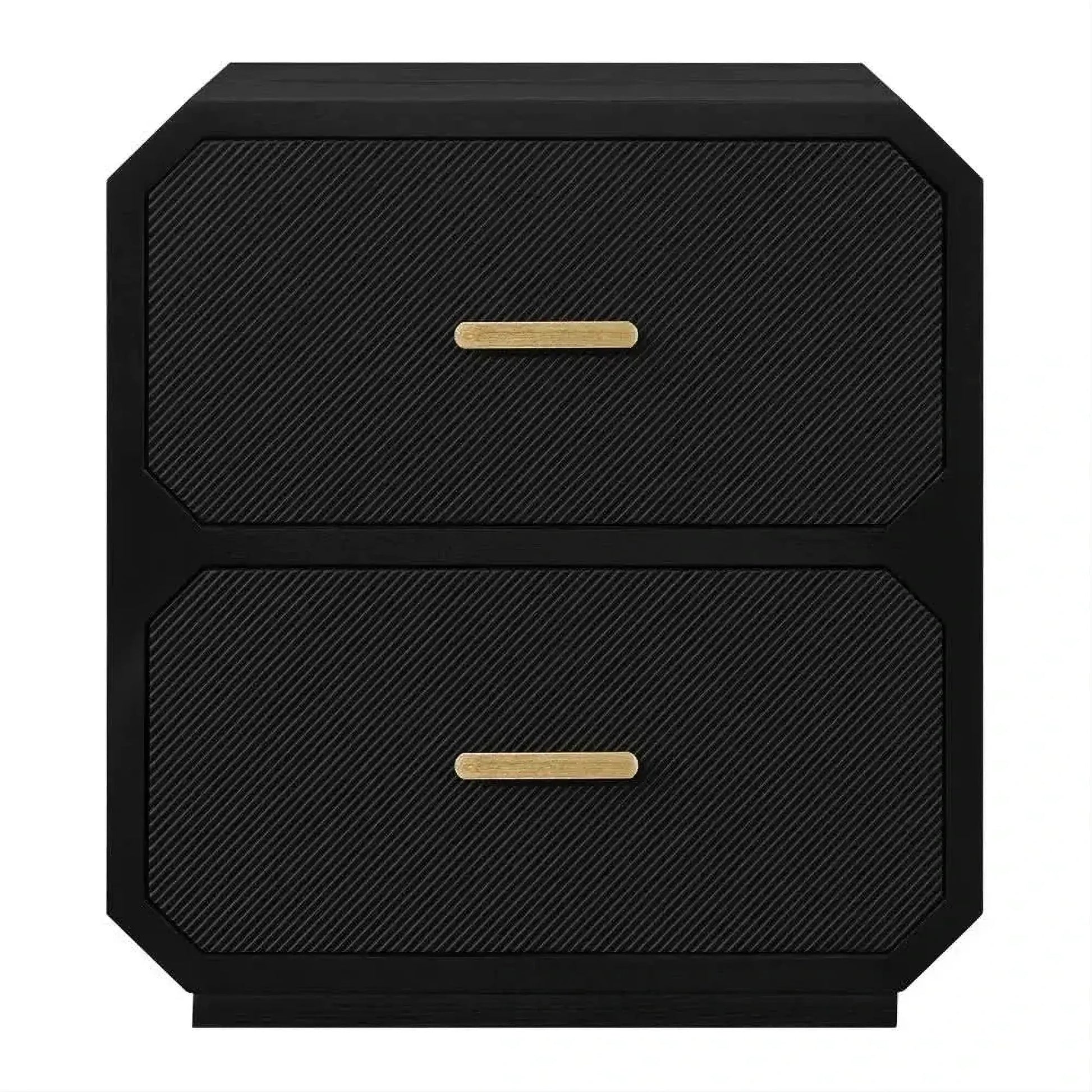 Delgardo Hampton Style 2-Drawer Bedside Table in Black - Chocolate Wood