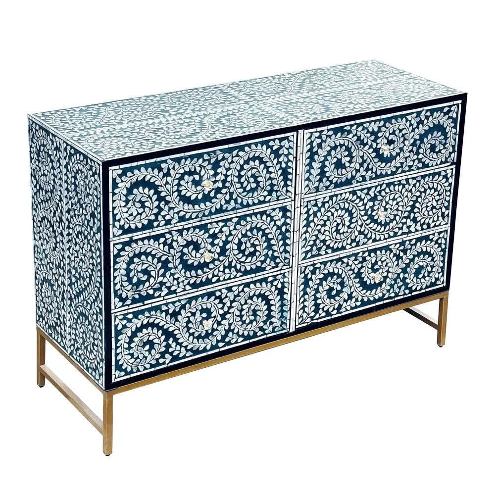 HARMONY MOTHER OF PEARL 6-DRAWER CHEST OF DRAWERS - MyChocolateWood