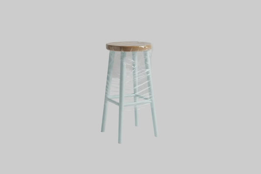 FITAN SOLID OAKSTOOL NATURAL TOP/BLUE LEGS HEIGHT 65CM - MyChocolateWood