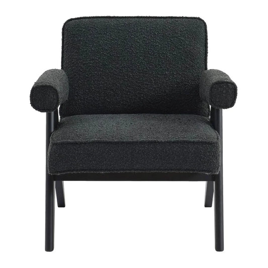 LAYTON BLACK ONYX BOUCLE ARMCHAIR/BLACK PAINTED WOOD FRAME - MyChocolateWood