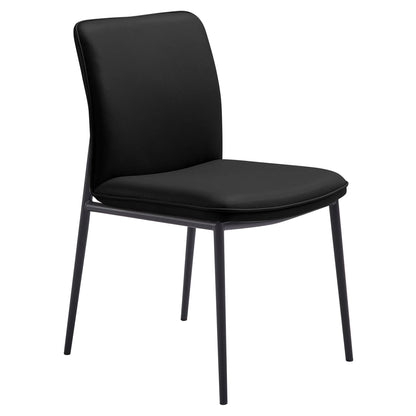 BOLZANO  LEATHER & METAL DINING CHAIR - BLACK - MyChocolateWood