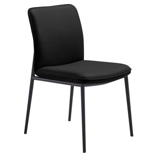 BOLZANO  LEATHER & METAL DINING CHAIR - BLACK - MyChocolateWood