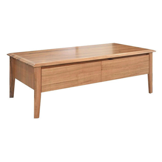 BOLZANO MARRI TIMBER COFFEE TABLE WITH DRAWERS - NATURAL - MyChocolateWood