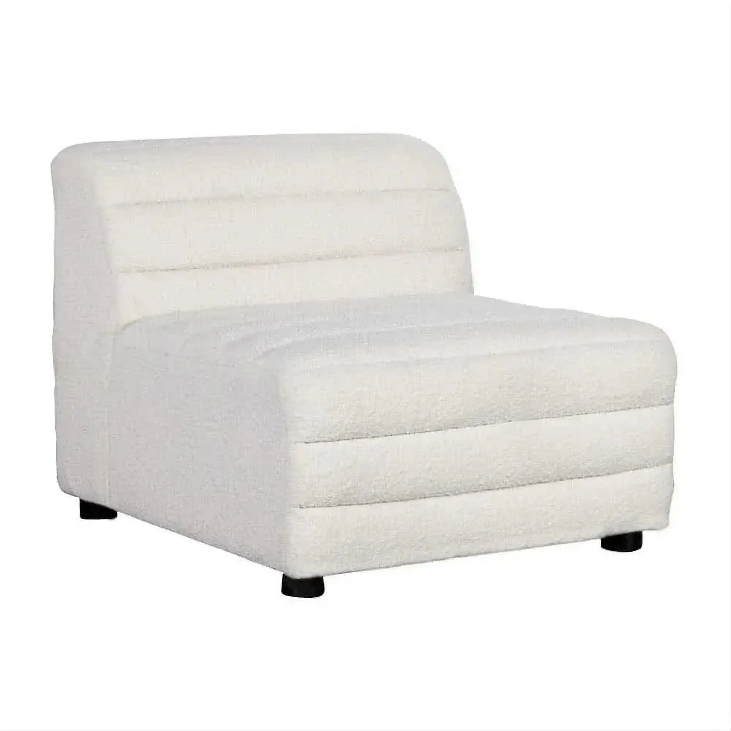 Meredith Boucle Occasional Chair in White - Chocolate Wood