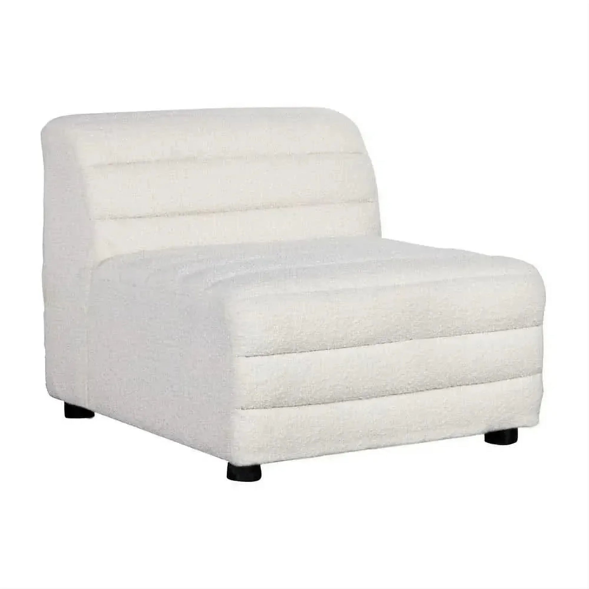 Meredith Boucle Occasional Chair in White - Chocolate Wood