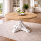 GIBRALTAR HAMPTON STYLE ROUND PARQUETRY DINING TABLE WITH LIGHT WHITE DISTRESSED LEGS IN 1200MM DIAMETER - MyChocolateWood