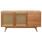 HADLEIGH OAK & RATTAN 2 DOOR 3 DRAWER SIDEBOARD BUFFET NATURAL - MyChocolateWood