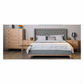 Nerissa Bed with Fabric Button Tufted Headboard in Storm - Chocolate Wood