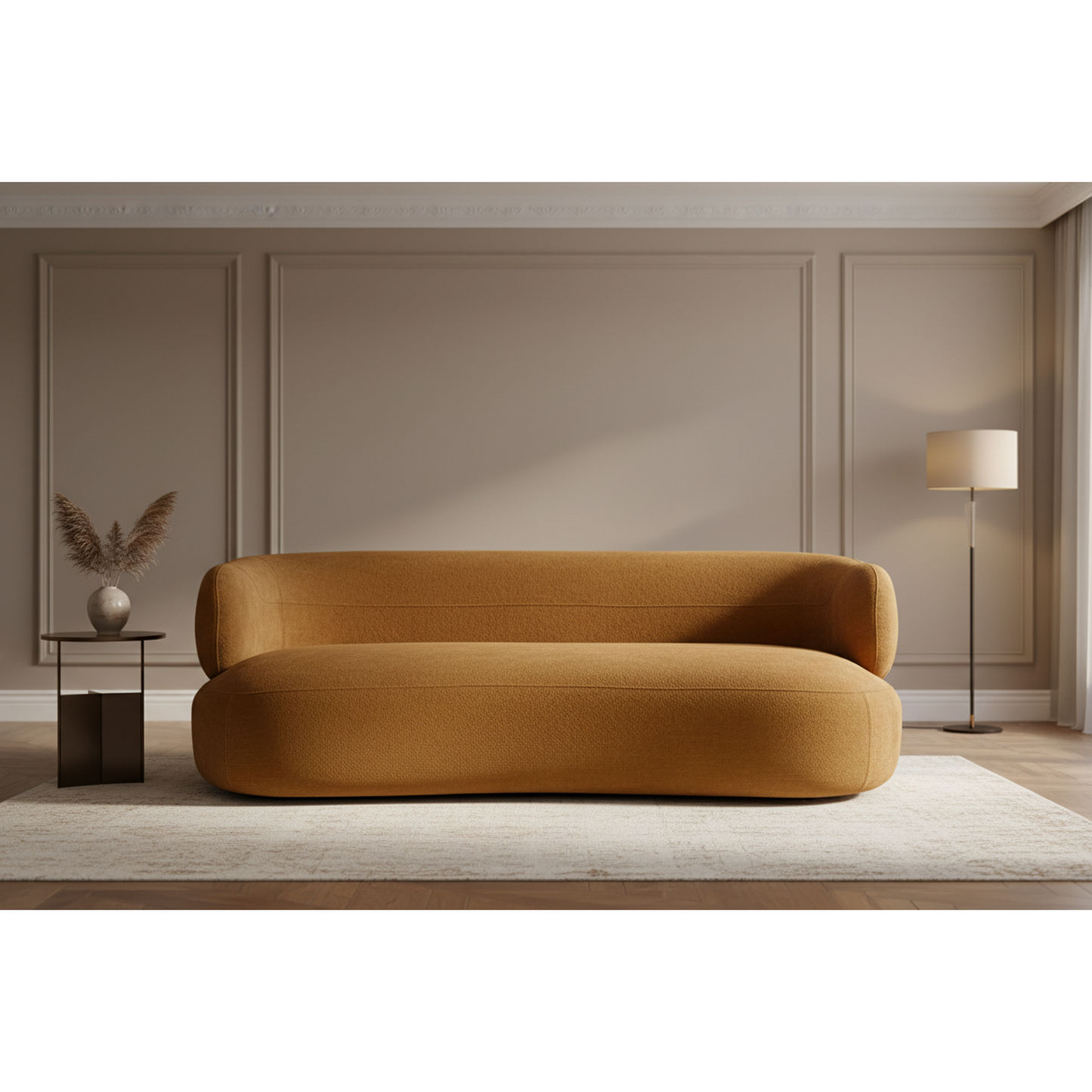 Beecham 3-Seater Sofa in Butterscotch - Chocolate Wood