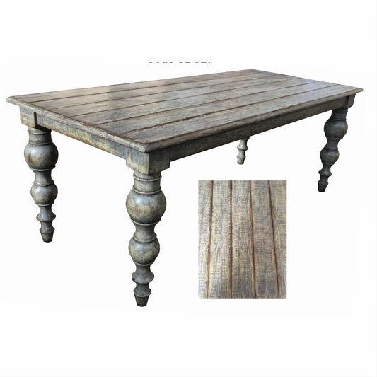 HAMPSHIRE RECYCLED OREGON TIMBER DINING TABLE RUSTIC GREY 212CM - MyChocolateWood