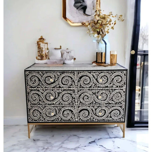 MOTHER OF PEARL ENCHANTING VINE 6 DRAWERS DRESSER - MyChocolateWood