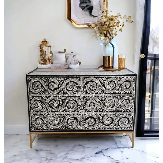 MOTHER OF PEARL ENCHANTING VINE 6 DRAWERS DRESSER