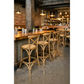 EMERSON NATURAL CROSS BACK BAR STOOL WITH RATTAN SEAT - 65CM SEAT HEIGHT - MyChocolateWood