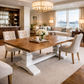 Kensit Hamptons Recycled Elm Parquetry Dining Table with White Legs - Chocolate Wood