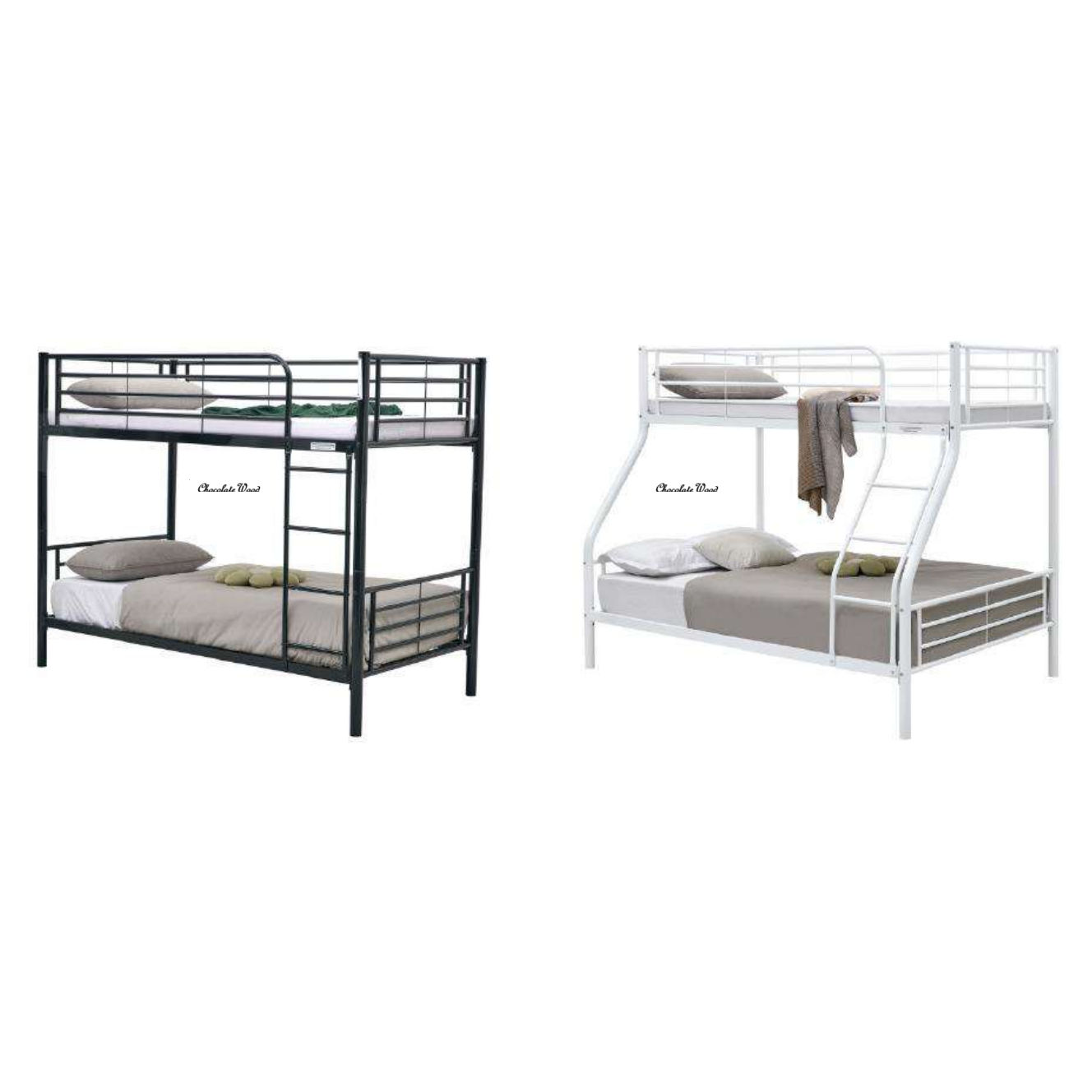 CURZON SINGLE OVER SINGLE BUNK BEDS BLACK - MyChocolateWood