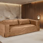 Inigo 3-Seater Leather Slipcover Sofa in Light Brown - Chocolate Wood