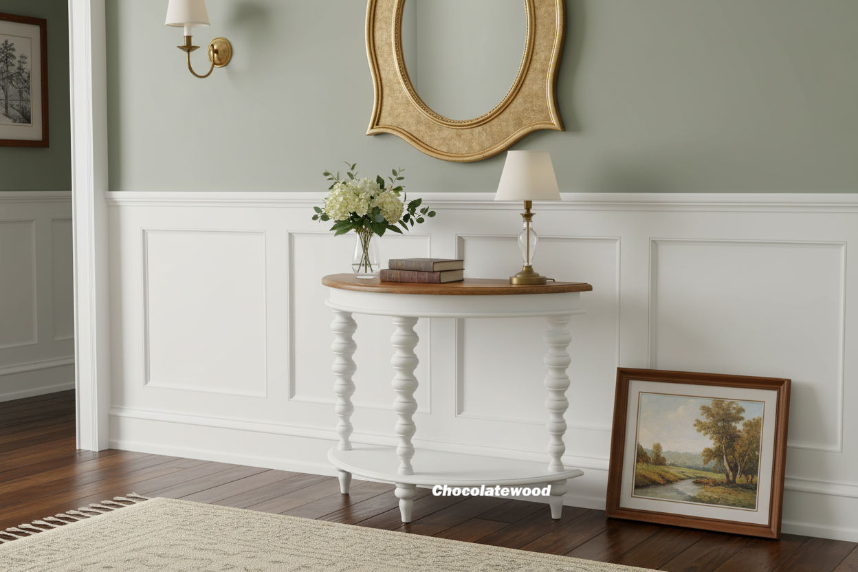 Blythe Two-Tone Timber Console Table/Hall Table - Mango Wood Top - Natural/White