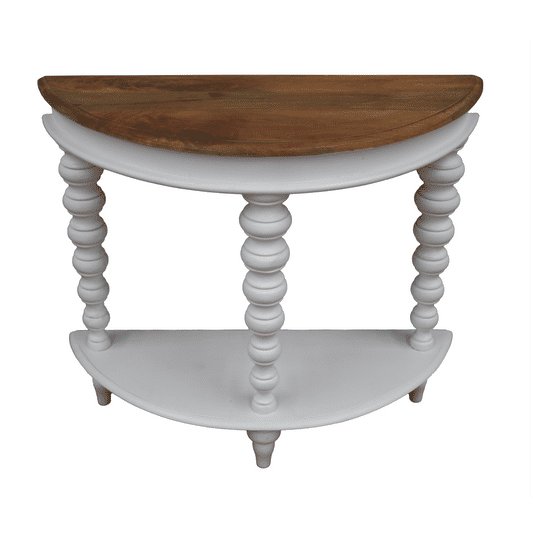 Blythe Two-Tone Timber Console Table/Hall Table - Mango Wood Top - Natural/White