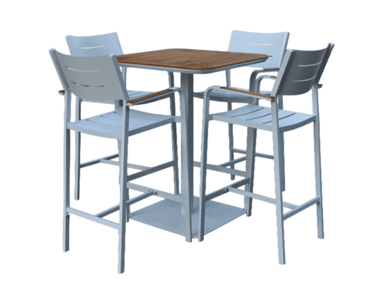Bradley 5 pce. Outdoor Aluminium Bar Set in White/Natural
