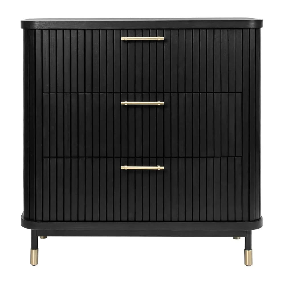 PEMBROKE OAK TIMBER 3-DRAWER CHEST OF DRAWERS BLACK - MyChocolateWood