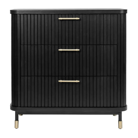 PEMBROKE OAK TIMBER 3-DRAWER CHEST OF DRAWERS BLACK - MyChocolateWood