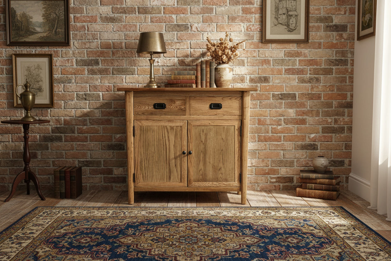 FITAN SOLID OAK CABINET/CUPBOARD/BUFFET 2 DRAWERS 2-DOORS - MyChocolateWood