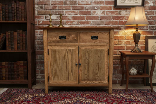 FITAN SOLID OAK CABINET/CUPBOARD/BUFFET 2 DRAWERS 2-DOORS - MyChocolateWood