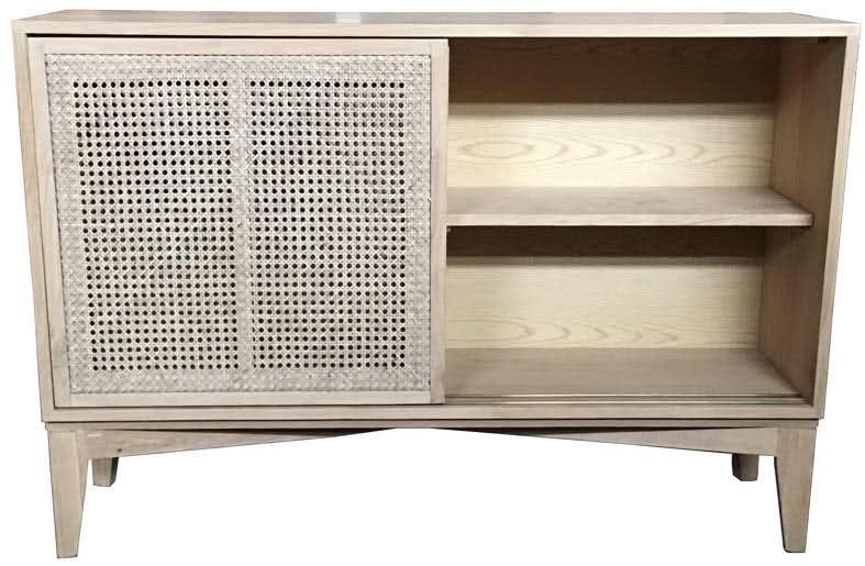 BAHAMAS CABINET SIDEBOARD SLIDING RATTAN DOORS/ SOLID OAK NATURAL COLOUR 120CM - MyChocolateWood