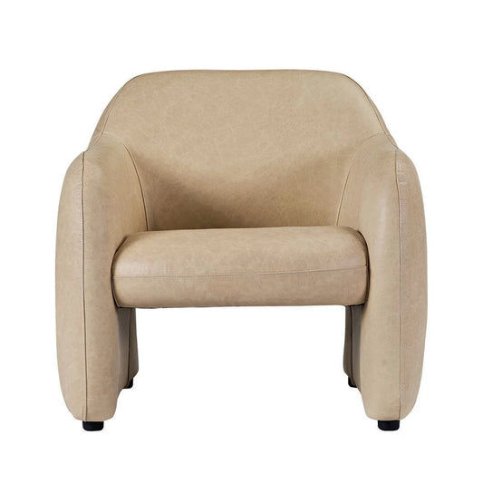 ANDERS TOP GRAIN COW LEATHER ARMCHAIR CAPPUCINO CREAM - MyChocolateWood