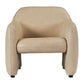 Anders Top Grain Cow Leather Armchair in Cappuccino Cream - Chocolate Wood