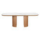 CASPIAN OAK OVAL DINING TABLE  WHITE CERAMIC TOP/NATURALWOODEN LEGS 220CM - MyChocolateWood