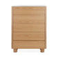 CASPIAN OAK VENEER 5-DRAWER TALLBOY/CHEST OF 5 DRAWERS  NATURAL WITH WHITE CERAMIC TOP - MyChocolateWood