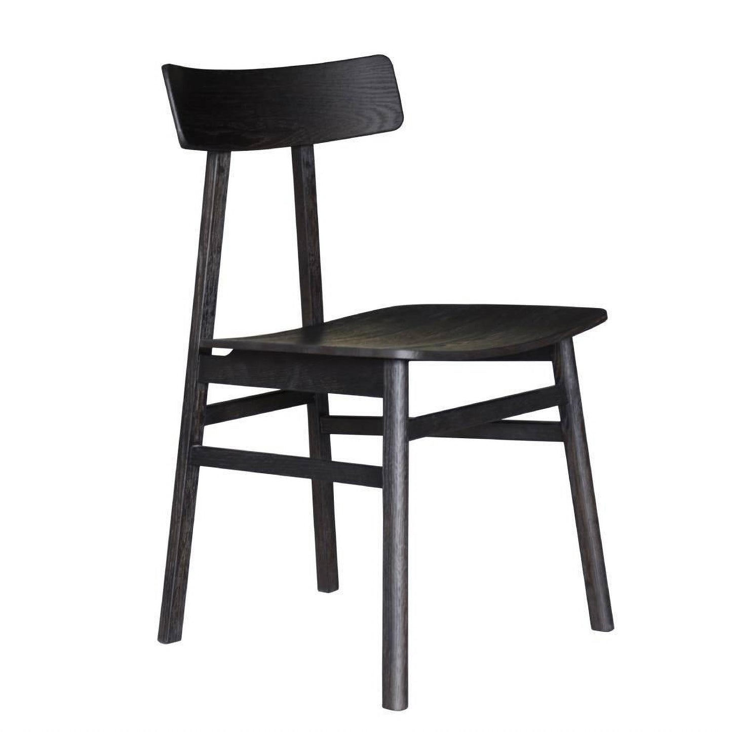 Medrano Oak 7-piece dining set with sandblasted black 180cm table and six timber dining chairs by MyChocolateWood.