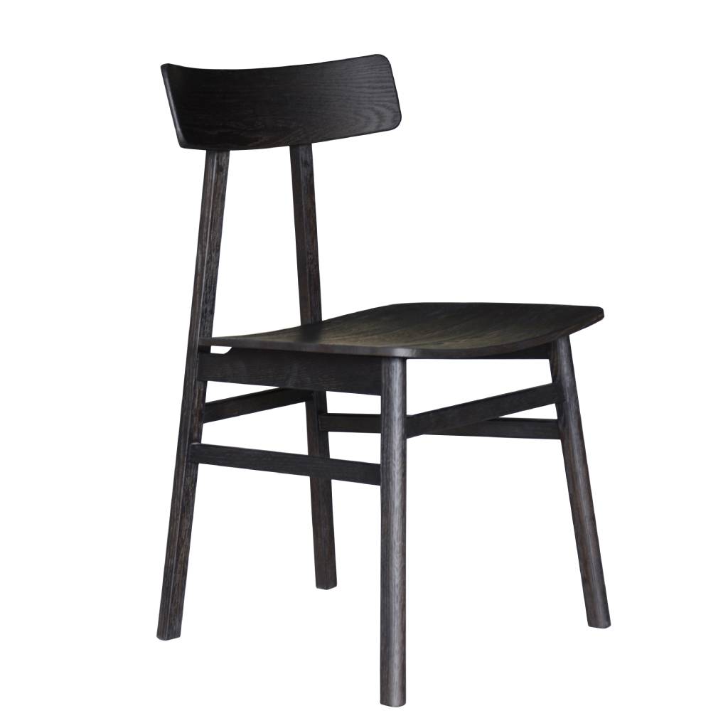 FARLOW OAK DINING CHAIR SANDBLASTED BLACK TIMBER SEAT