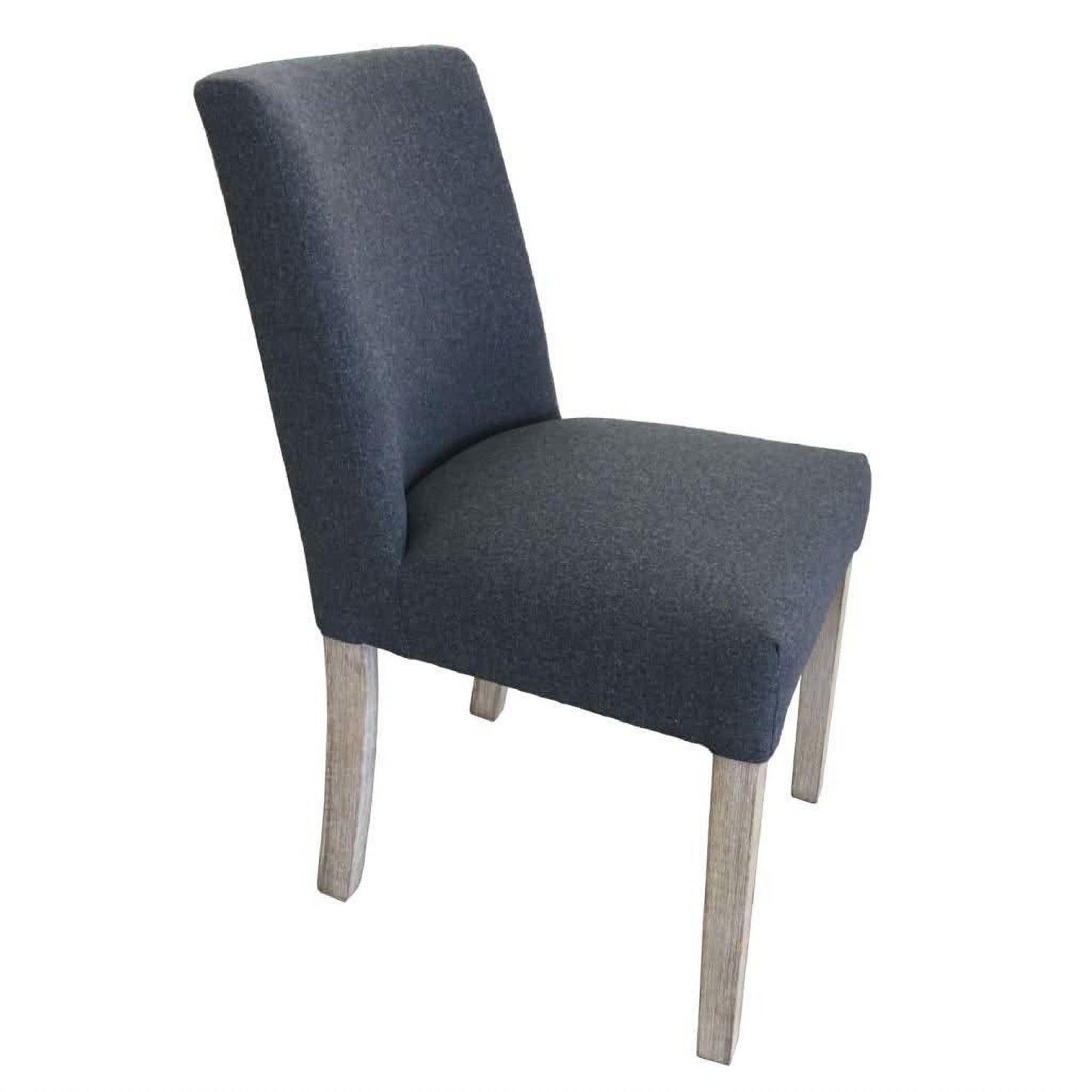 Chocolate Wood Ripley solid acacia timber dining chair from 7-piece dining set with brushed smoke finish.