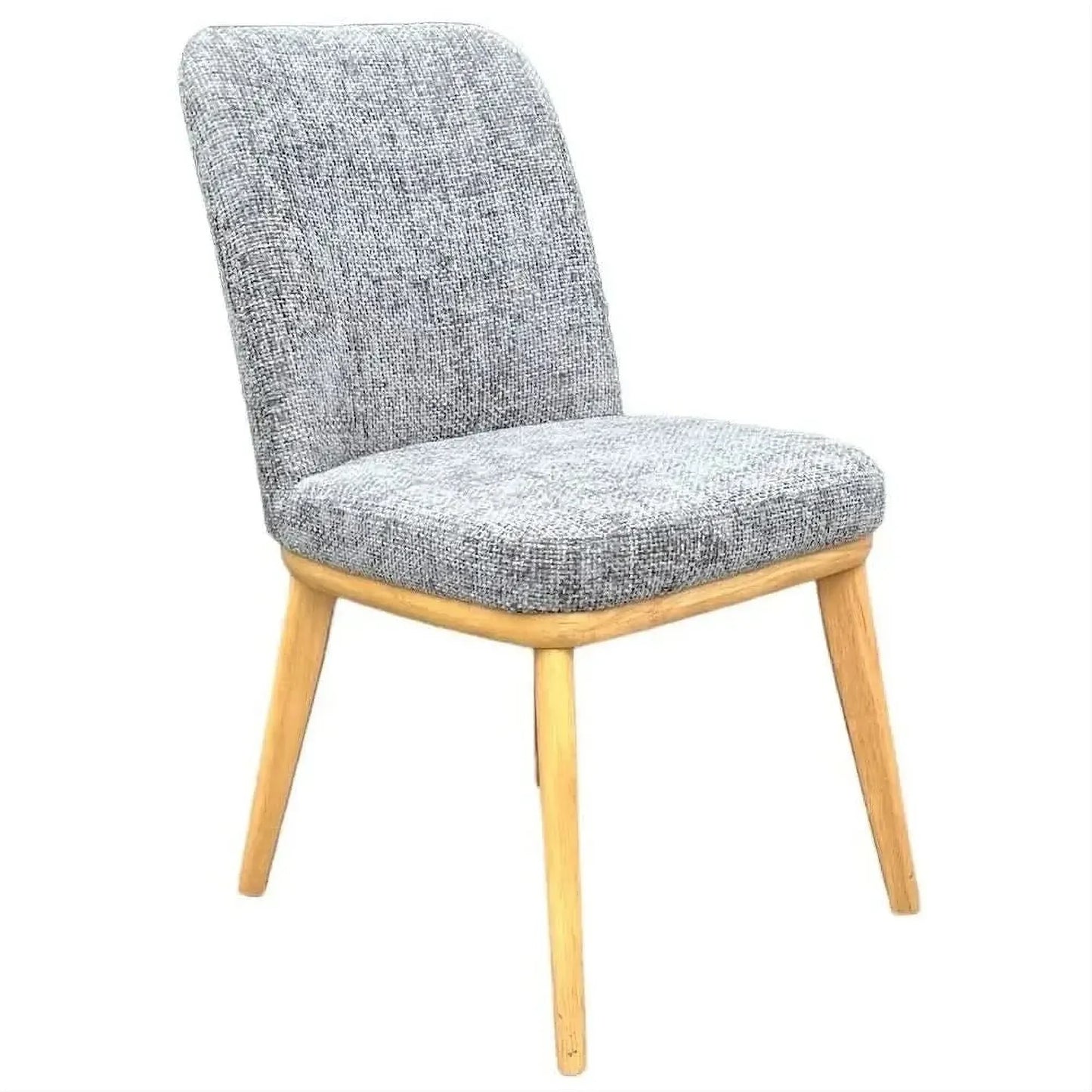 CASPIAN FABRIC DINING CHAIR - NATURAL FRAME/GREY FABRIC