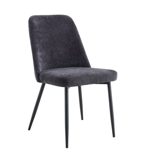 Patras Fabric Dining Chair in Charcoal - Chocolate Wood