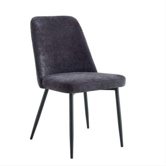 Patras Fabric Dining Chair in Charcoal - Chocolate Wood
