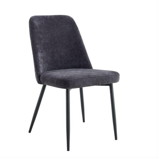 Patras Fabric Dining Chair in Charcoal - Chocolate Wood